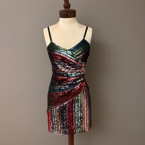 Parker Black Label Emmaline Asymmetric Multi Color Party Evening  Dress Sz 2